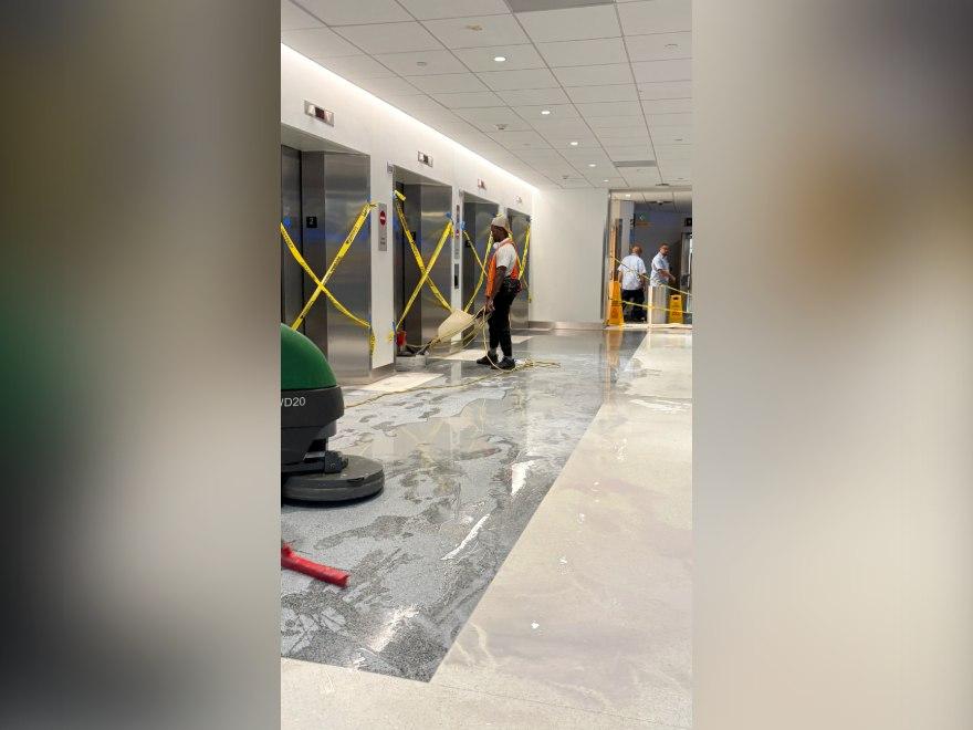 Terrazzo restoration in progress at a medical facility hospital in Nashville, TN