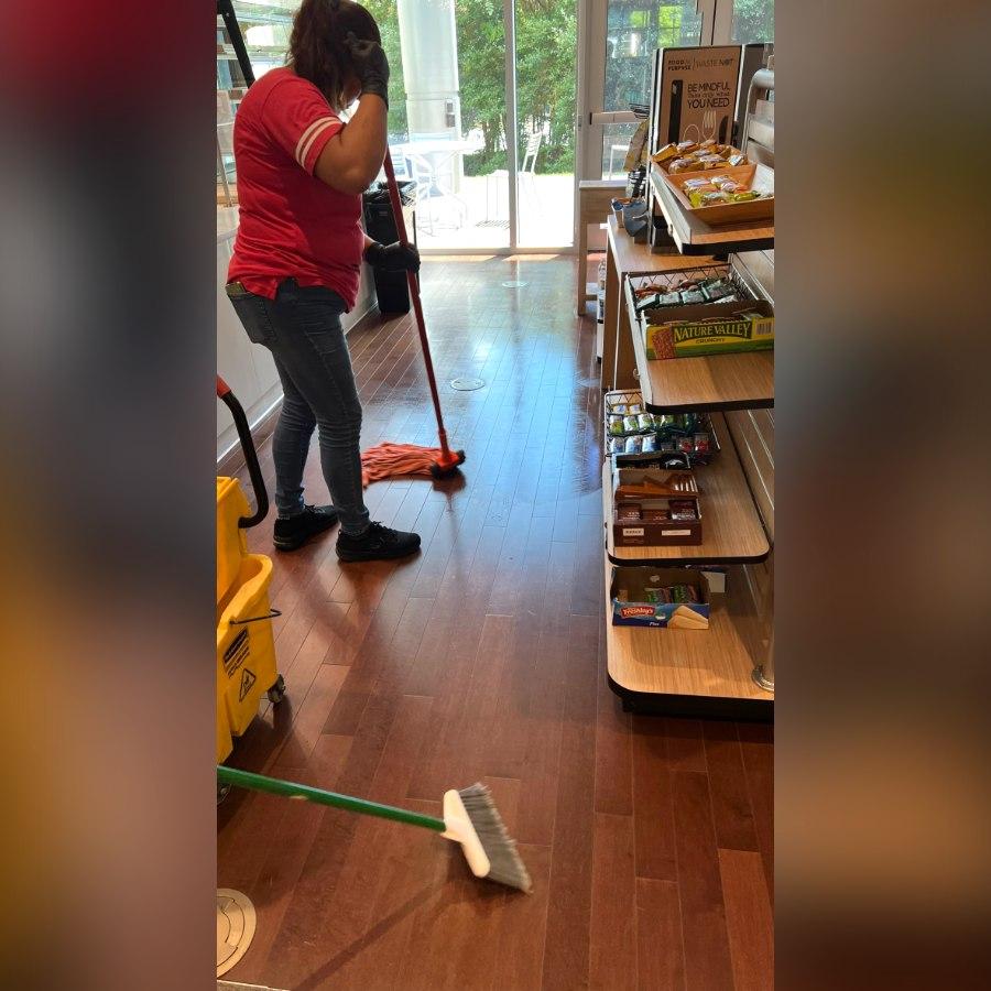 Janitorial floor mopping in a corporate cafeteria in Charlotte, NC